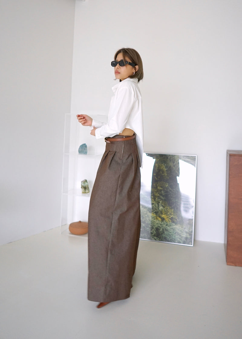 pleated wide leg trousers