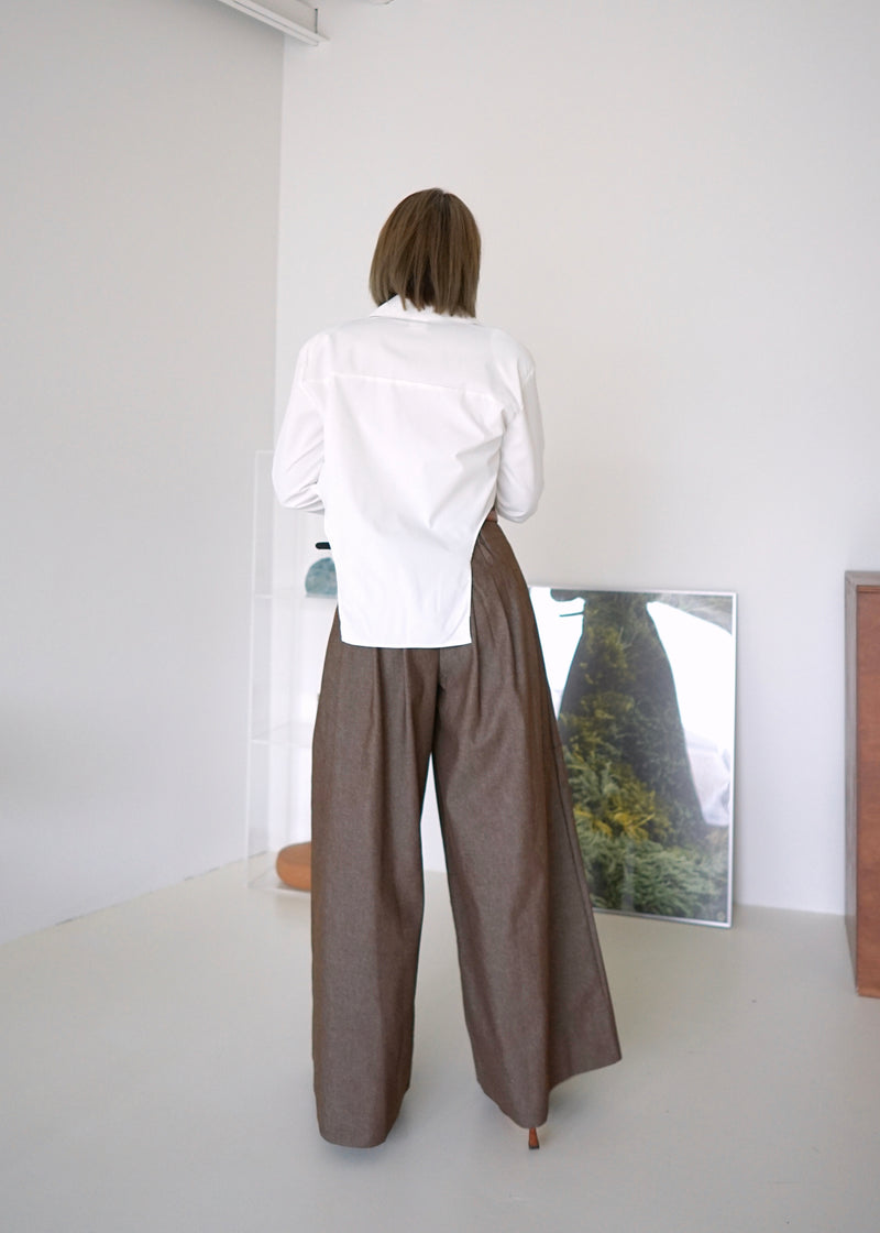 pleated wide leg trousers