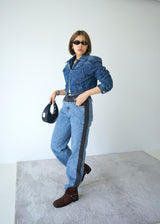 2-way zip denim crop jacket