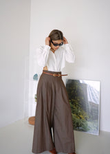 pleated wide leg trousers