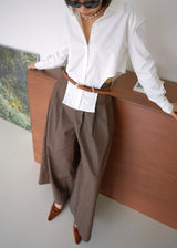 pleated wide leg trousers