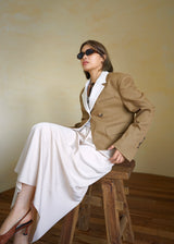 drawstring waist satin maxi skirt