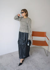 pleated detail long sleeve soft tee