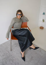 pleated detail long sleeve soft tee