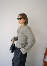 pleated detail long sleeve soft tee