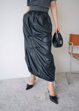 vegan leather balloon long skirt