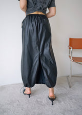 vegan leather balloon long skirt