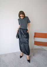 vegan leather balloon long skirt