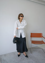 2-way stripe oversized shirt (w/ slim scarf)