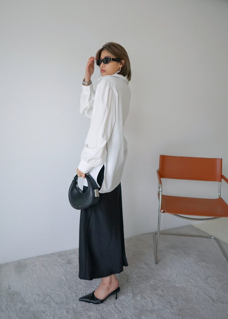 2-way stripe oversized shirt (w/ slim scarf)