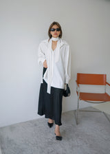 2-way stripe oversized shirt (w/ slim scarf)