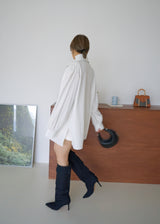 2-way stripe oversized shirt (w/ slim scarf)
