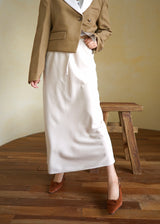 drawstring waist satin maxi skirt