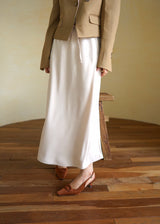 drawstring waist satin maxi skirt