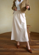 drawstring waist satin maxi skirt