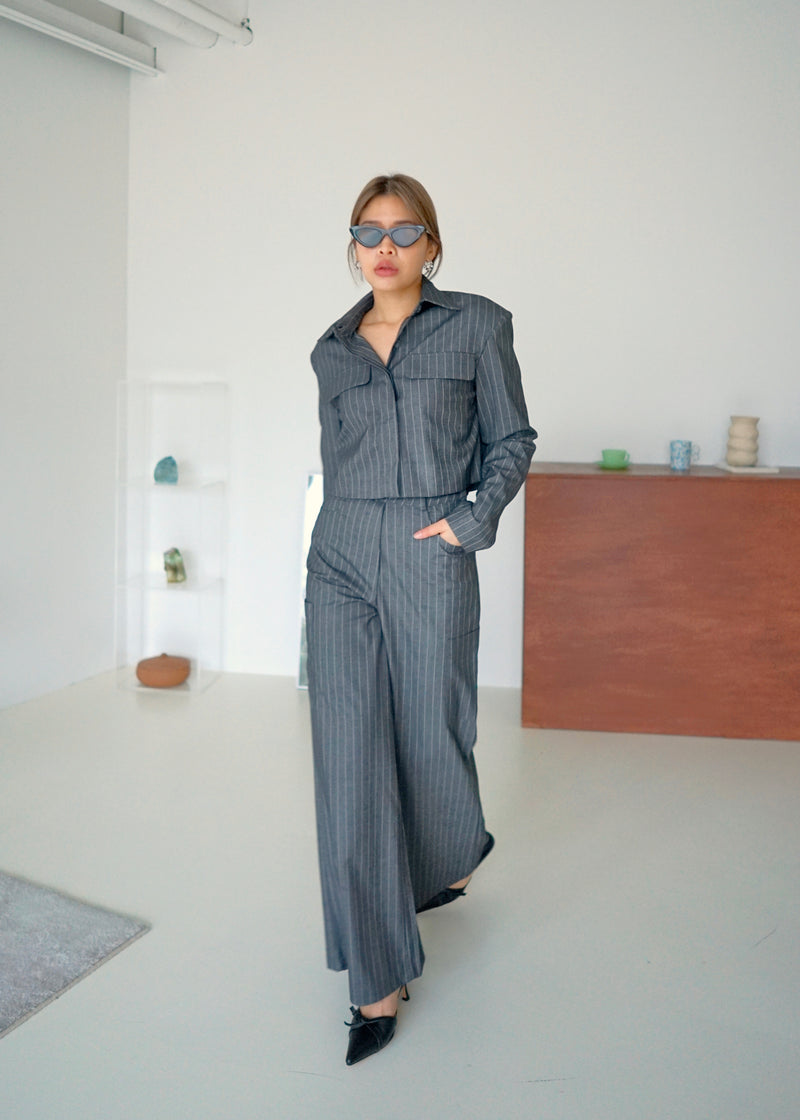 stripe high-rise side pocket trousers