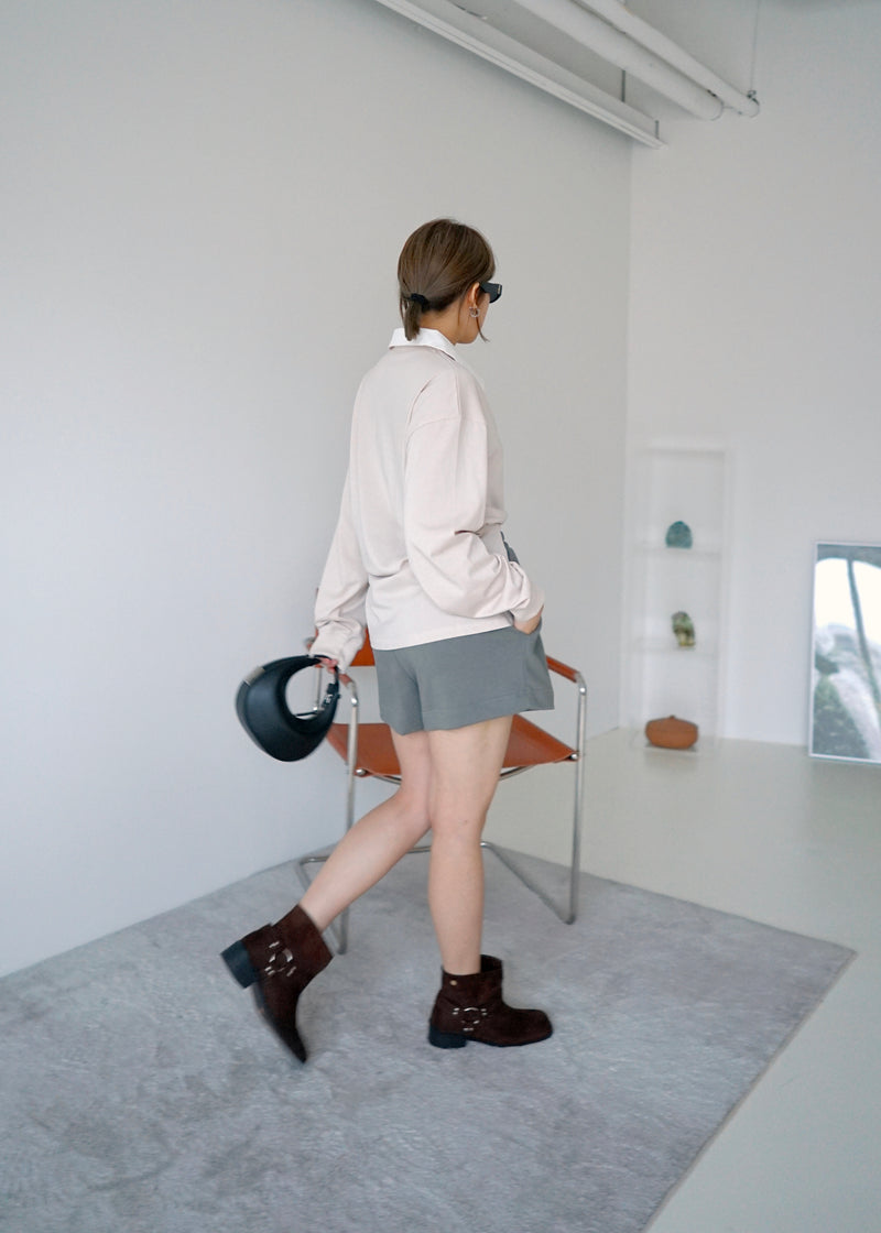 contrast collar initial polo top