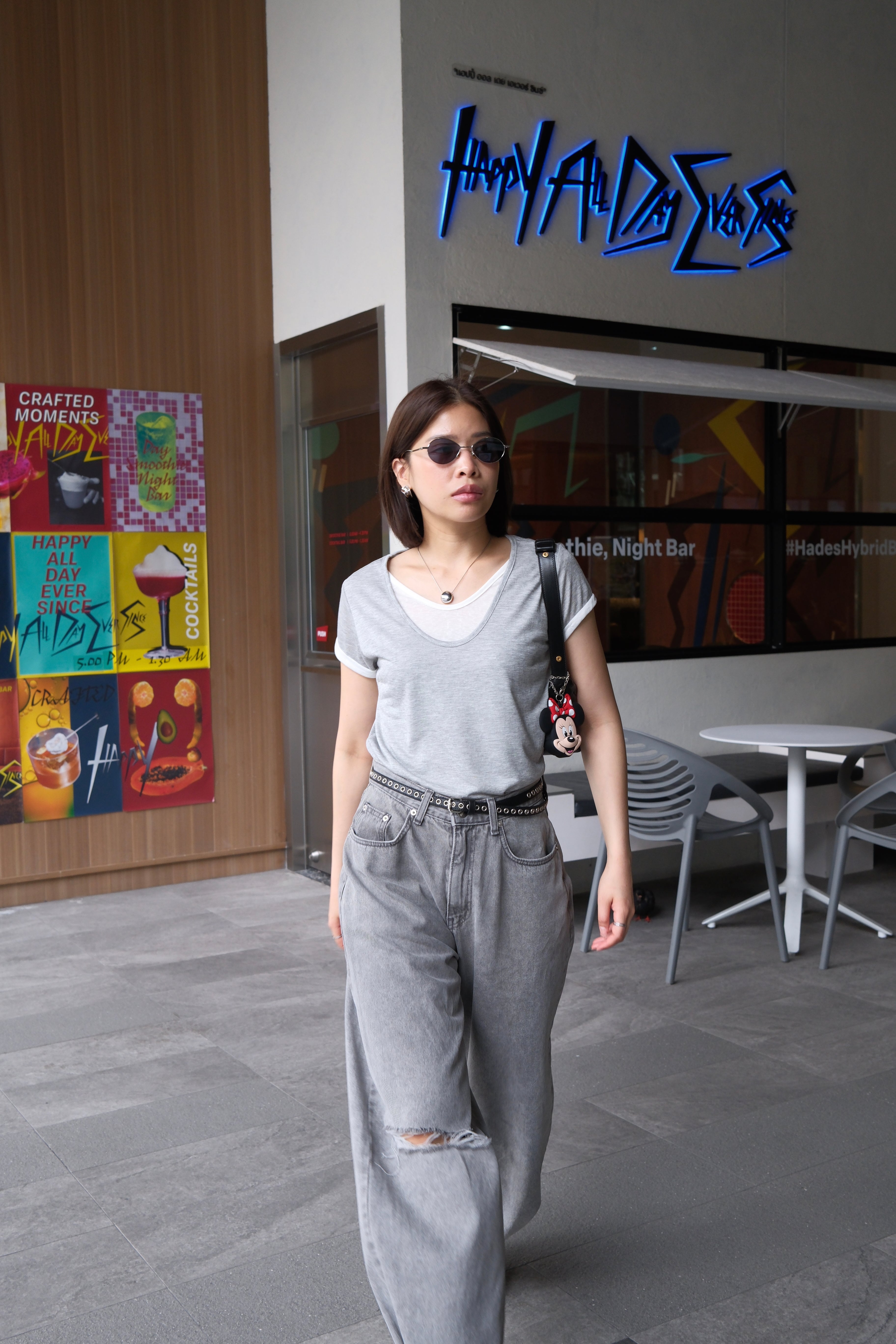 double-layer rolled-up slim tee