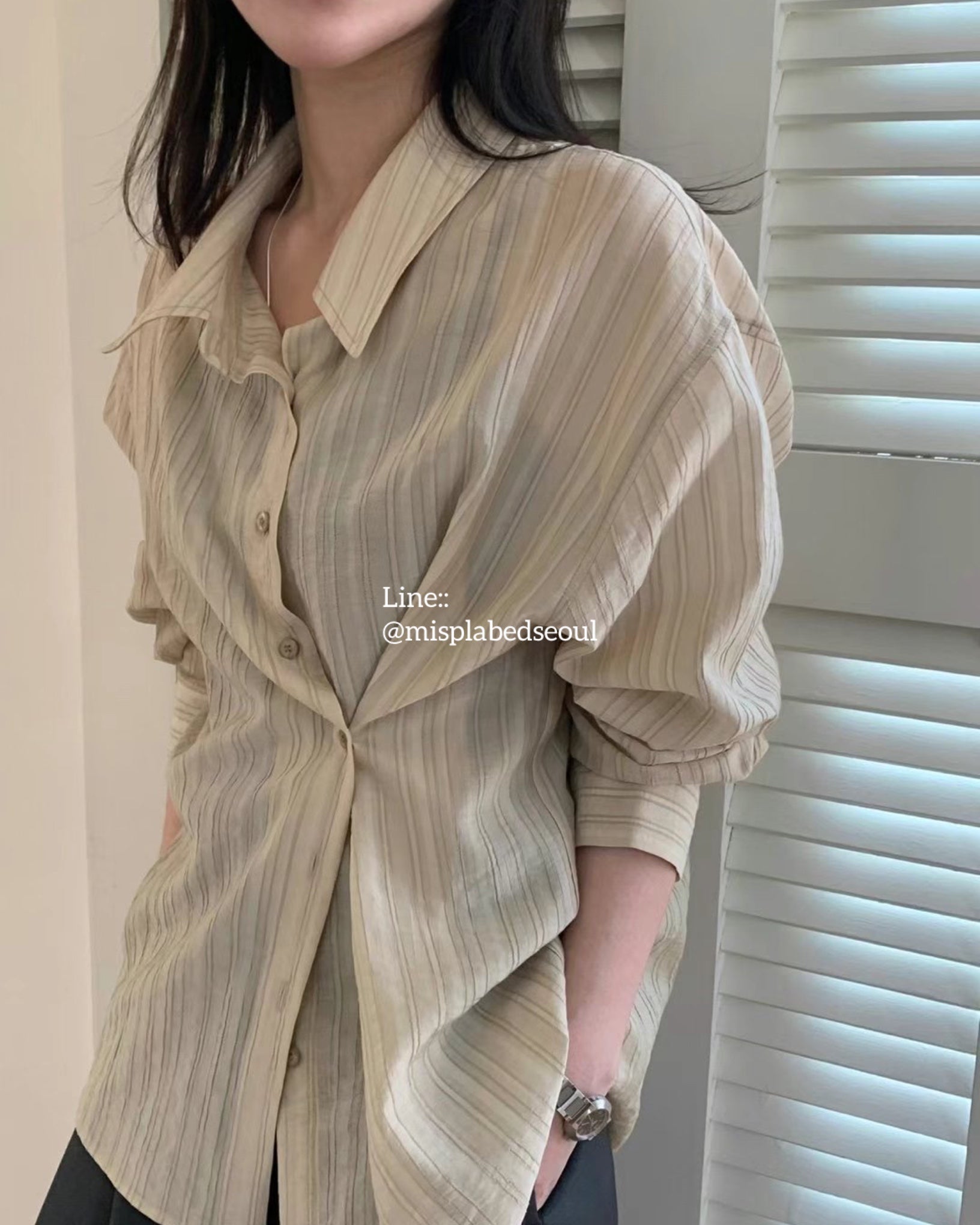 2 style stripe sheer shirt
