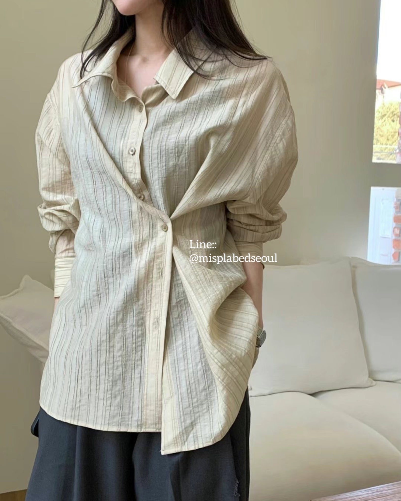 2 style stripe sheer shirt