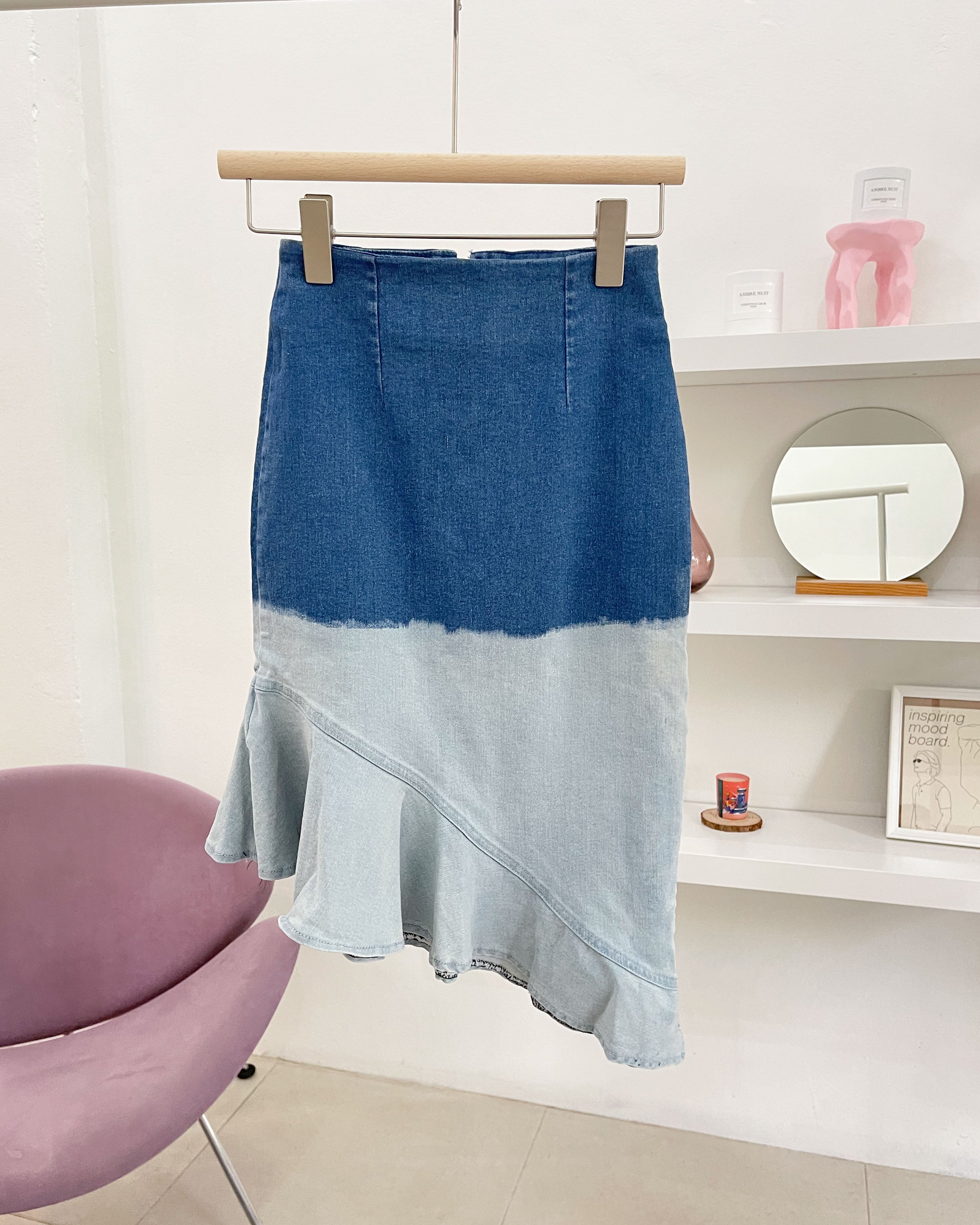 ruffle unbalance mini skirt