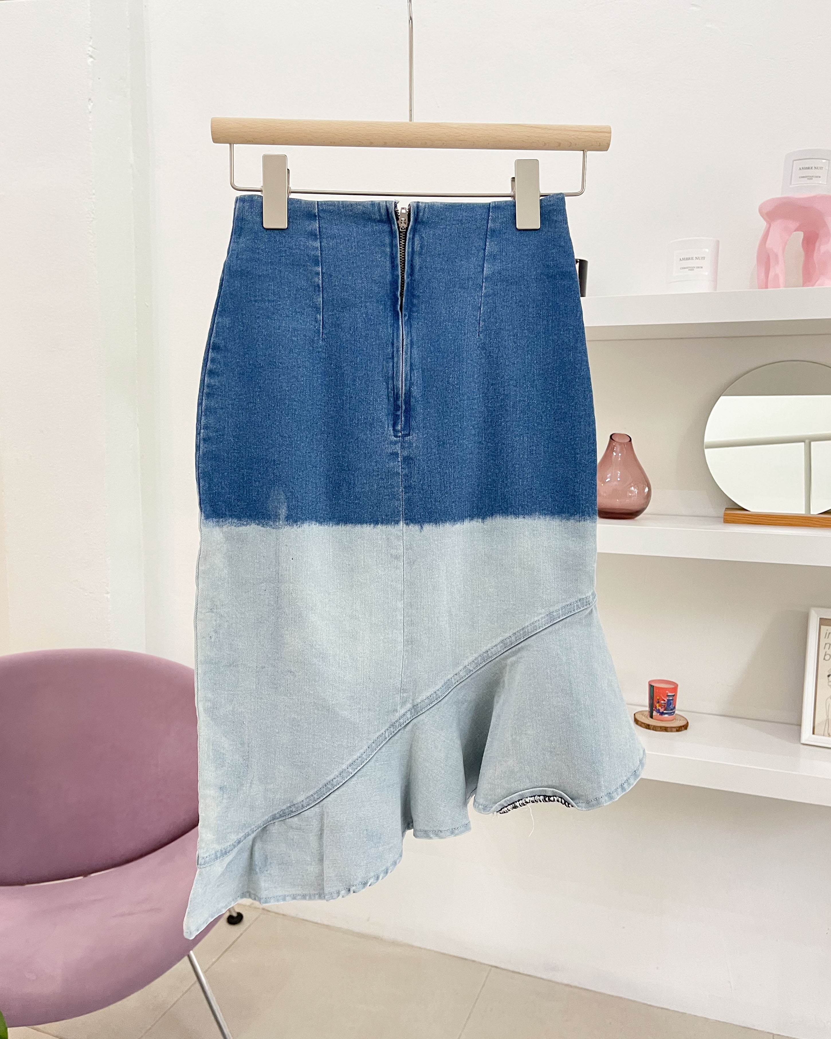 ruffle unbalance mini skirt